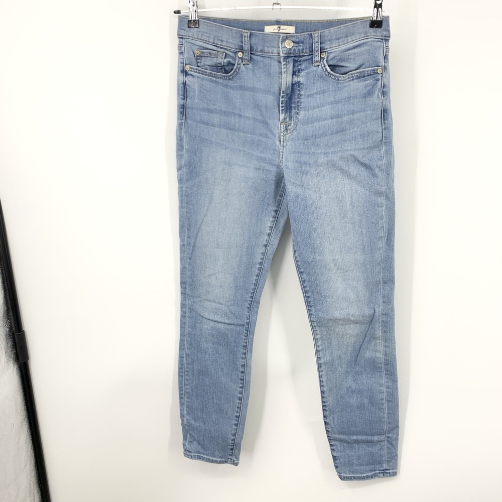 7FAM Women Size 30 Jeans Light Wash Pants High Rise Gwenevere Skinny Stretch